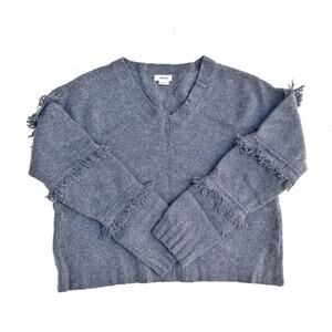 Jason Wu Gray Cropped Wool Sweater | Boxy Fit Textured Sleeve Chic Fall Staple